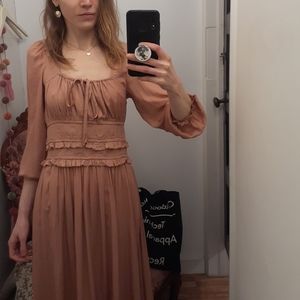 Grade & Gather smocked pink midi dress